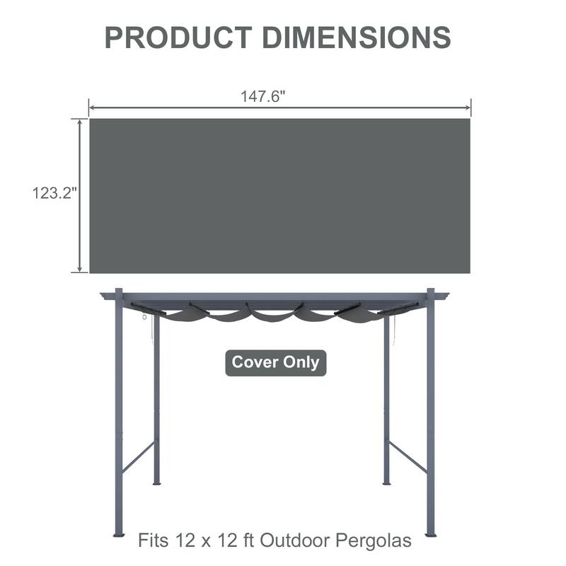 Aoodor Pergola Replacement Canopy- Retractable Sun Shade Cover