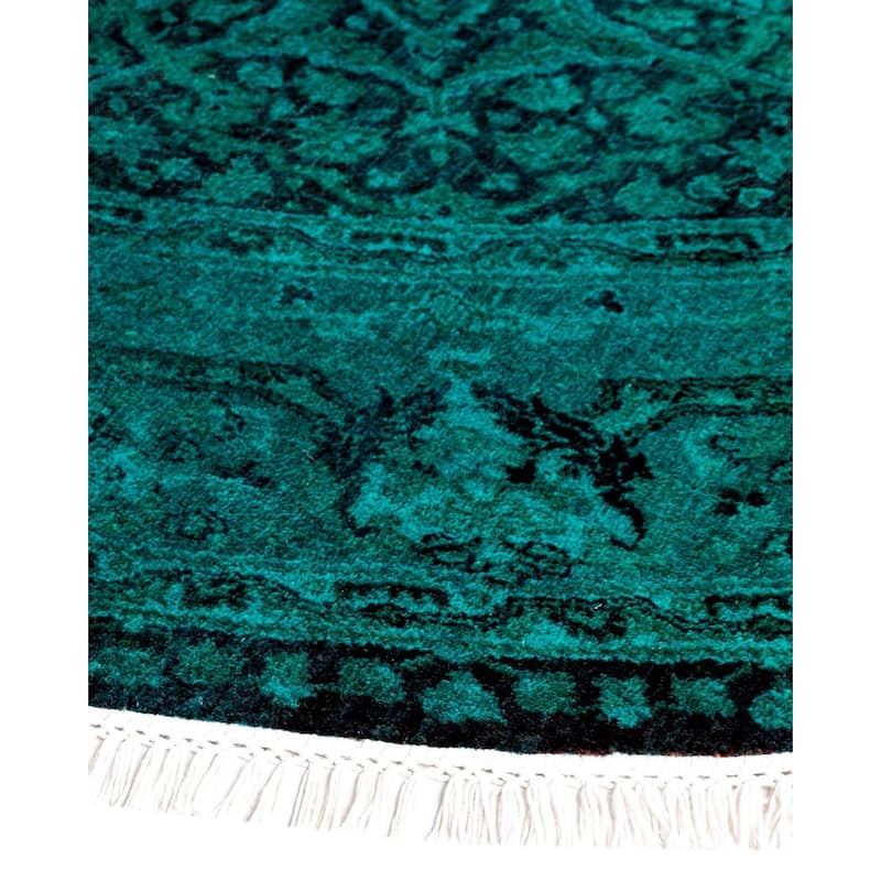 Fine Vibrance, One-of-a-Kind Hand-Knotted Area Rug - Green, 6' 1" x 6' 1" - 6' 1" x 6' 1"