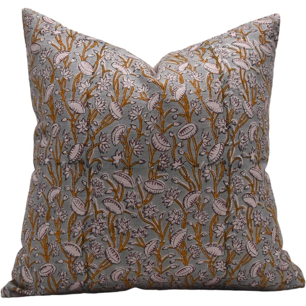 Fabdivine Linen Outdoor Sofa Block print pillow Cover