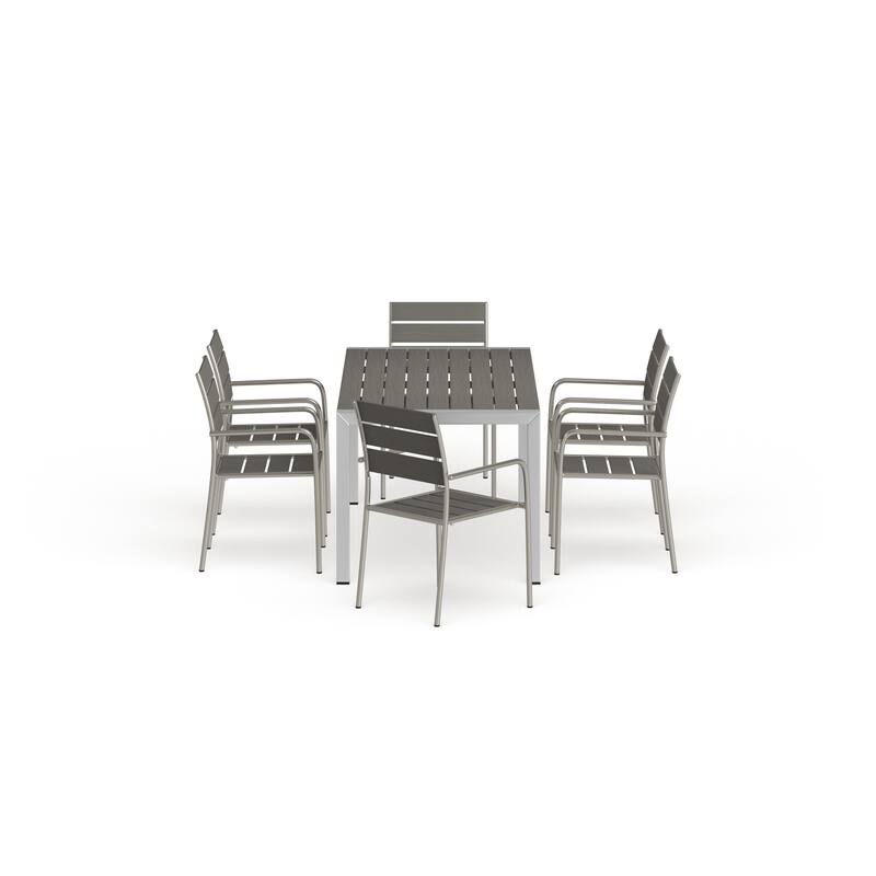 Shore 7 Piece Outdoor Patio Aluminum Dining Set