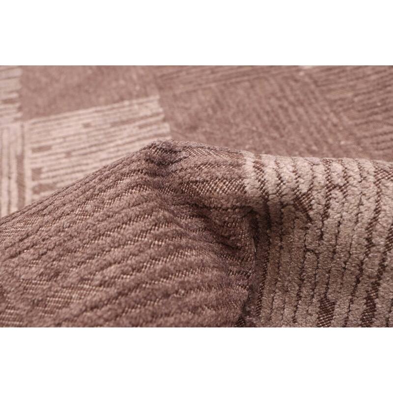 ECARPETGALLERY Hand Loomed Elysian Dark Brown Viscose, Wool Rug - 6'6 x 9'10