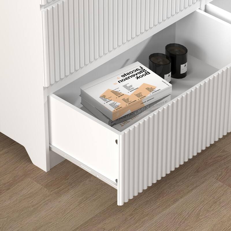 6 Drawer Dresser for Bedroom, Large Capacity Wooden Storage Cabinet, Wide Clothes Organizer with Wavy Drawer Panel