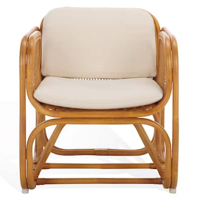 SAFAVIEH Couture Brauner Rattan Pole Accent Chair, Fully Assembled - 26"W x 28"D x 30"H