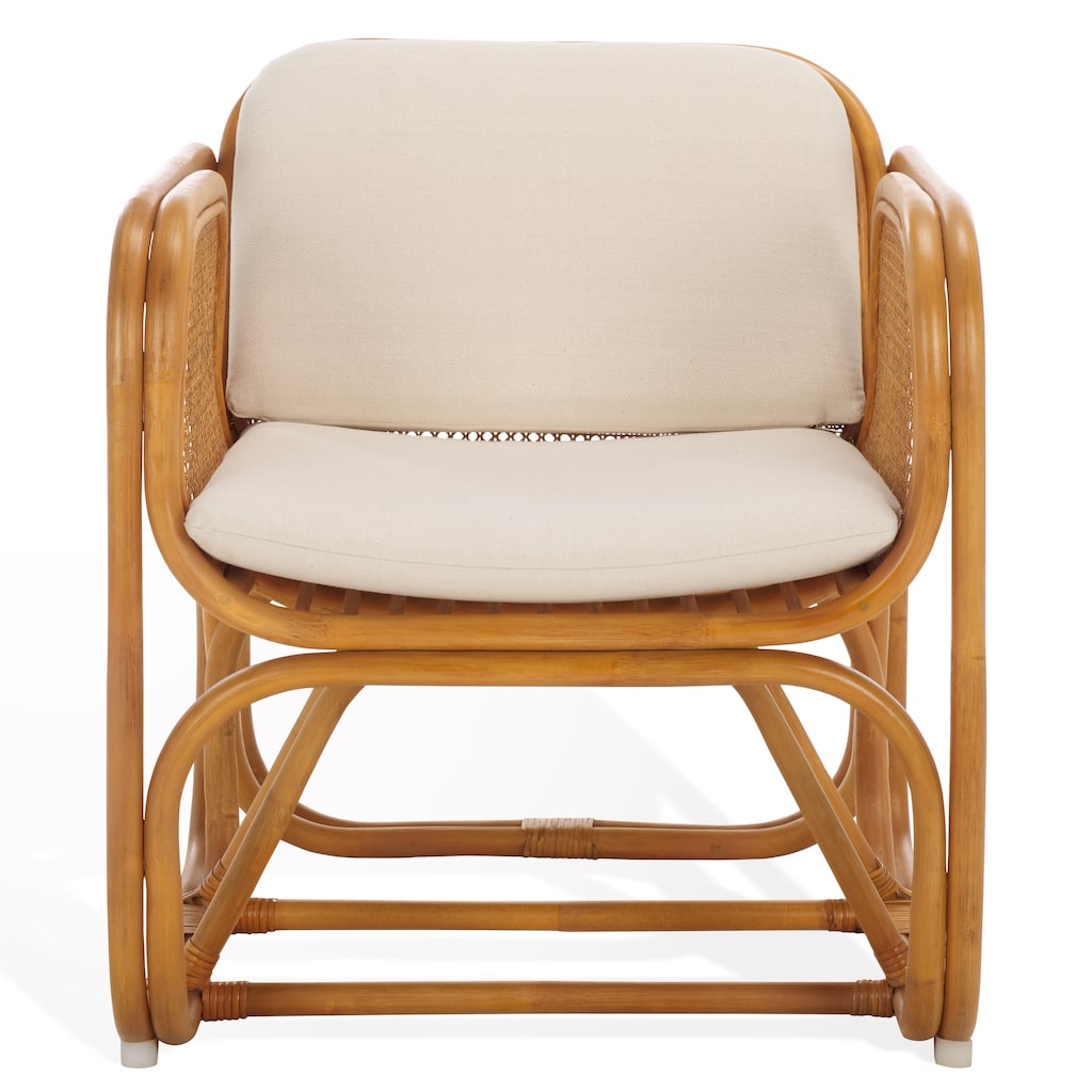 SAFAVIEH Couture Brauner Rattan Pole Accent Chair, Fully Assembled - 26"W x 28"D x 30"H