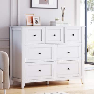 7 Drawers Dresser for Bedroom, Farmhouse Wood Dressers & Chest of Drawers for Clothes