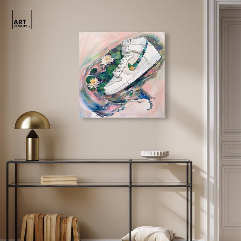 Lilypads Sneaker Splash Canvas by Art Remedy, Gallery Wrapped