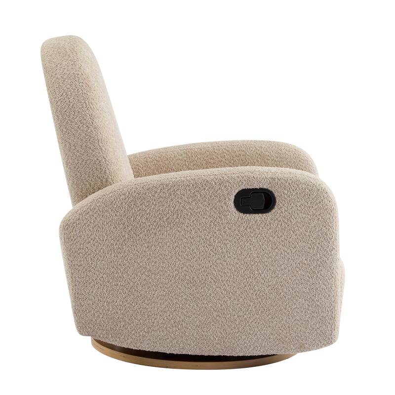 Contemporary Design 360 Swivel Boucle Glider Recliner Chair