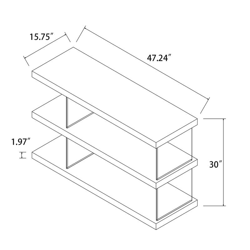 Davee 3 Tires Geometric Glass Bookcase - 47.24'' x 15.75'' x 30''