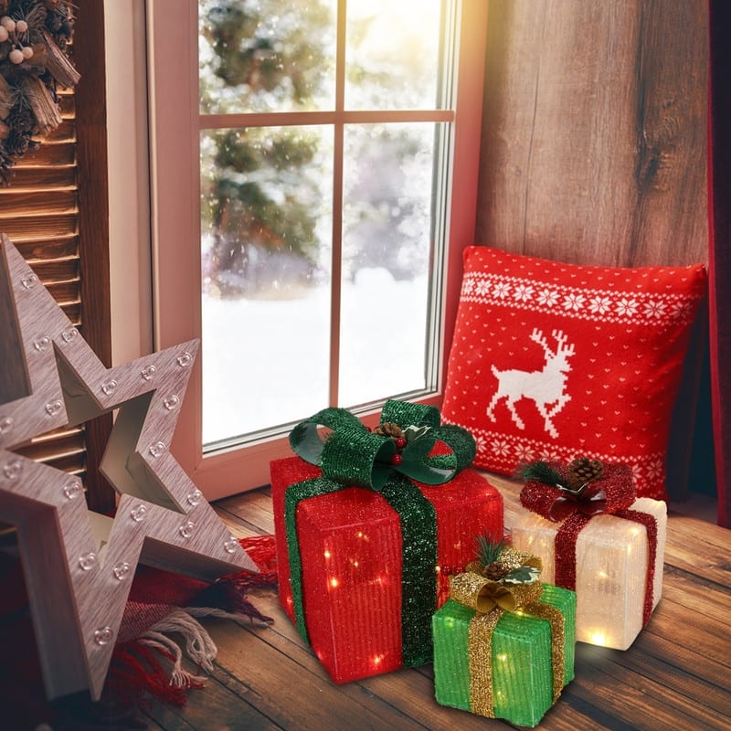 Lighted Gift Boxes Christmas Decoration Set of 3