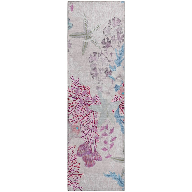 Premium Washable Super Soft Coral Starfish Coastal Mayfield Rug