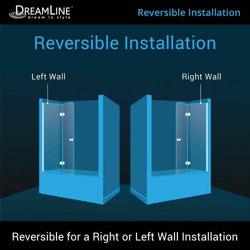 DreamLine Aqua Fold 36 in. W x 58 in. H Frameless Bi-Fold Tub Door - 36" W