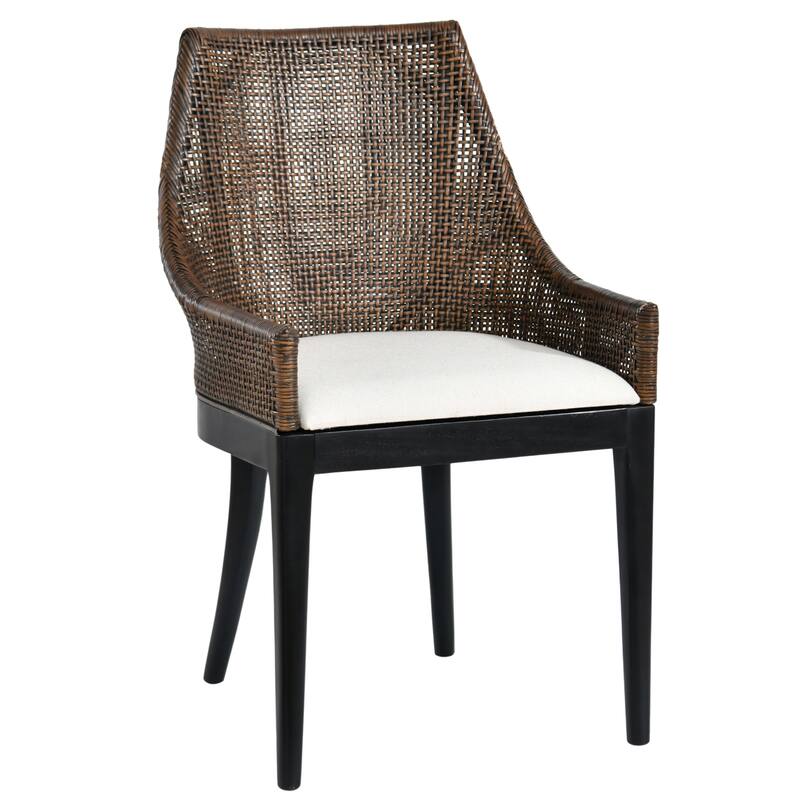 Boho 18" Seat W Rattan Accent Chair Mahogany Leg Base