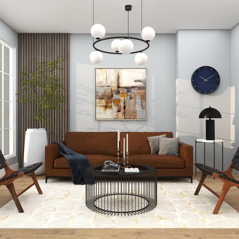 Dark Blue Glass Contemporary Wall Clock 20 x 20 x 3 - 20 x 3 x 20