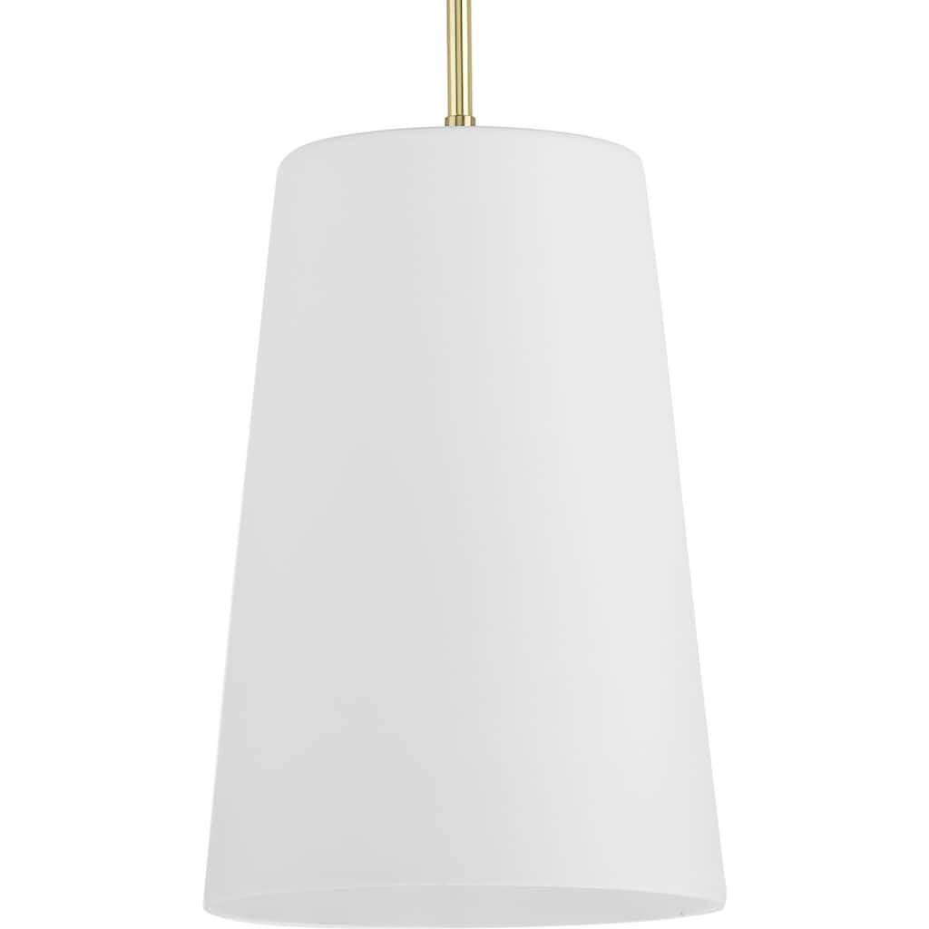 Clarion Collection One-Light Satin Brass Etched White Transitional Pendant - 10.5 in x 10.5 in x 15.87 in