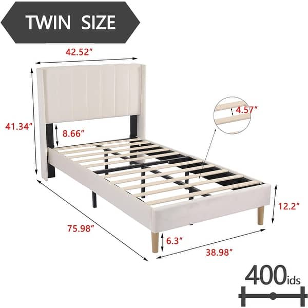 dimension image slide 33 of 34, Alazyhome Upholstered Platform Bed Frame