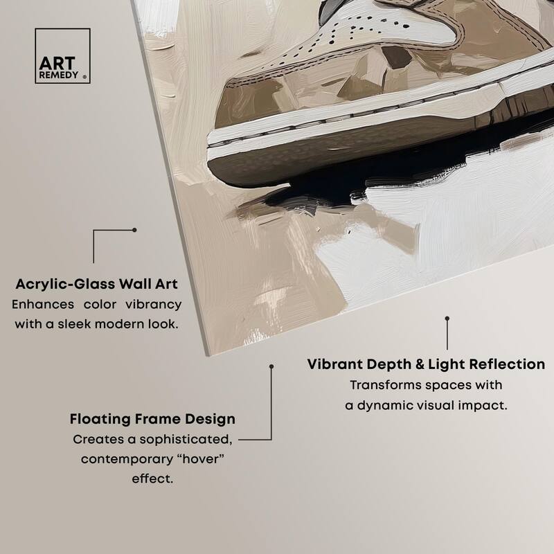 Light Tans Sneaker Acrylic by Art Remedy, Ready to Hang