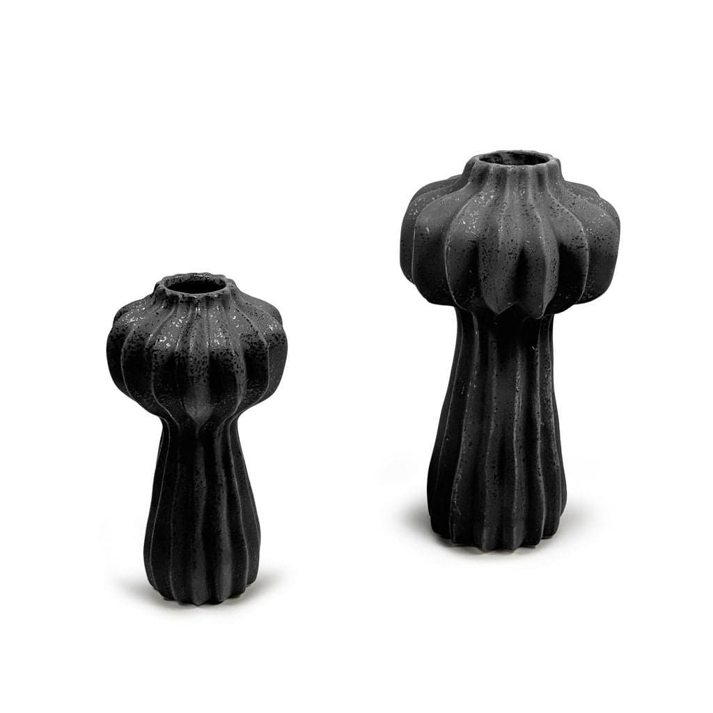 Aria Home Black Ceramic Cactus Inspired Vases Set of Two Modern Decor