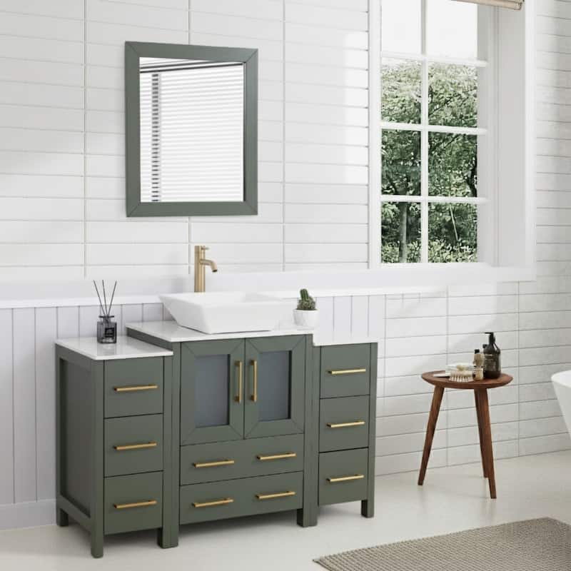 Vanity Art 48" Single Sink Bathroom Vanity Set with Engineered Marble Top and Free Mirror - 48 W X 18.5 D X 31.1 H