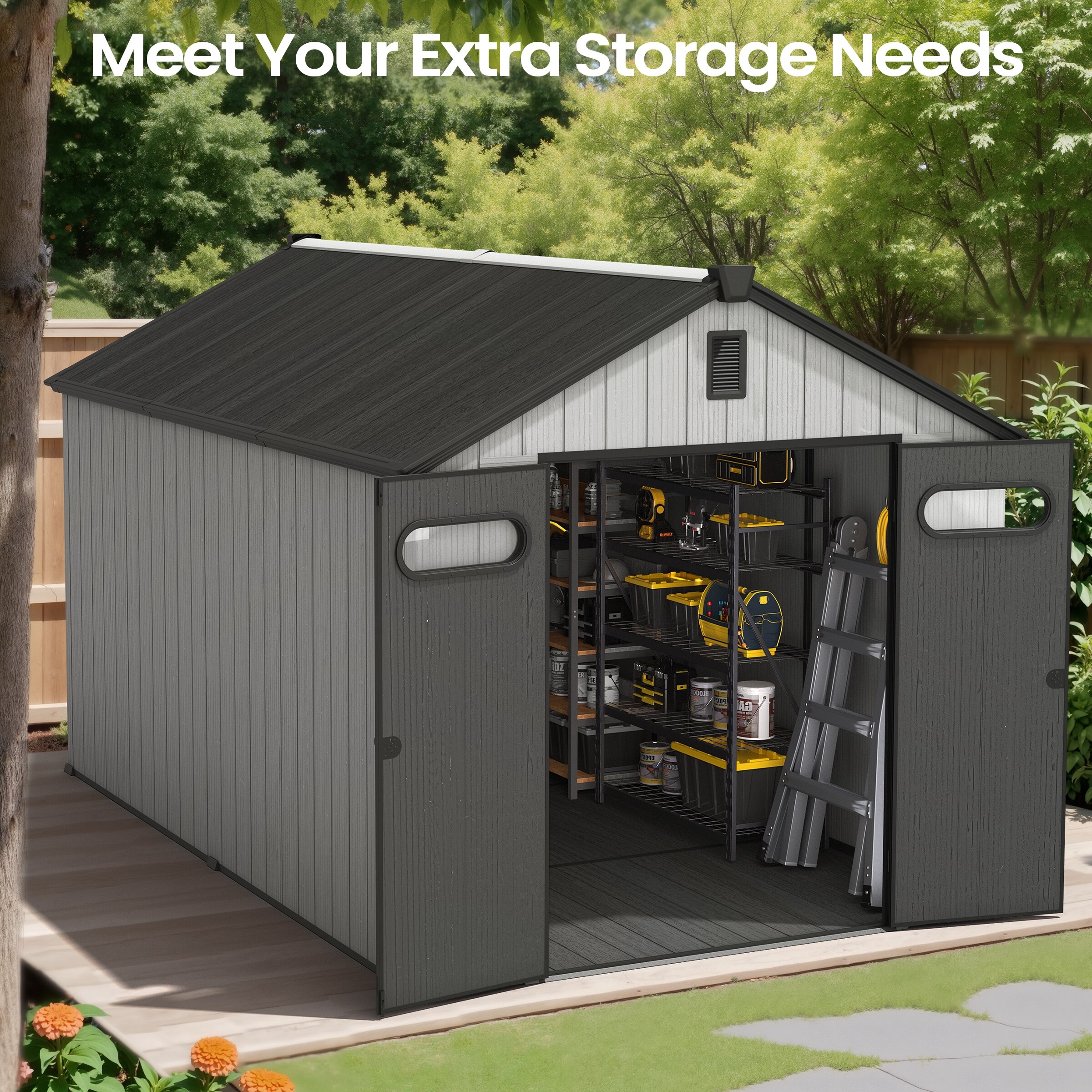 VredHom 8X8/8X10/8X12 FT All-Weather Outdoor Resin Lockable