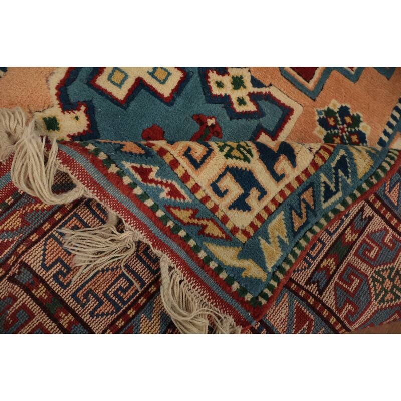 Hand Knotted Oriental 100% Wool Carpet Transitional Geometric Oranges & Rust Anatolian Area Rug - 6' 7'' X 3' 11''