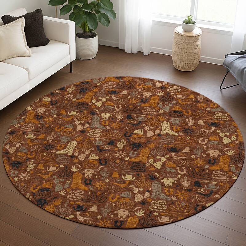 Machine Washable Indoor/ Outdoor Cowboy Dallas Chantille Rug