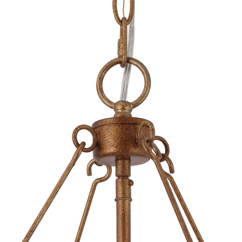 Renia Farmhouse Large 37.7inch 4-light Wood Beads Coastal Chandelier Antique Gold Light for Dining Room Bedroom Entryway