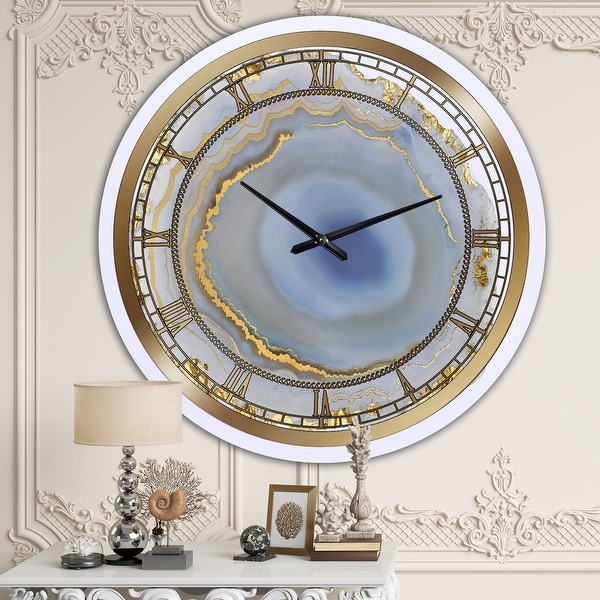 Silver Orchid Arbuckle 'Golden Water Agate' Oversized Fashion Wall Clock. Opens flyout.