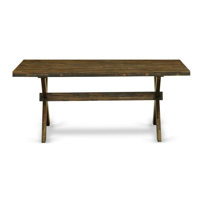 HomeStock 7-Piece Natural Oak Finish Solid Wood Top Dining Table with 6 Parson-Chairs
