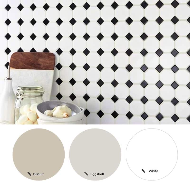 The Tile Life Check 1x1 Black/ White Matte Porcelain Mosaic Floor, Wall, & Backsplash Tile