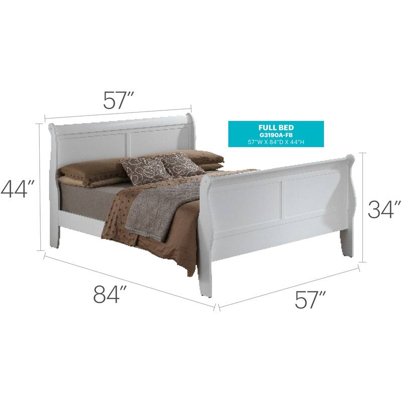White Full Bed with Classic Finish, Spacious Frame and Durable Design for Comfortable Bedrooms or Guest Retreats