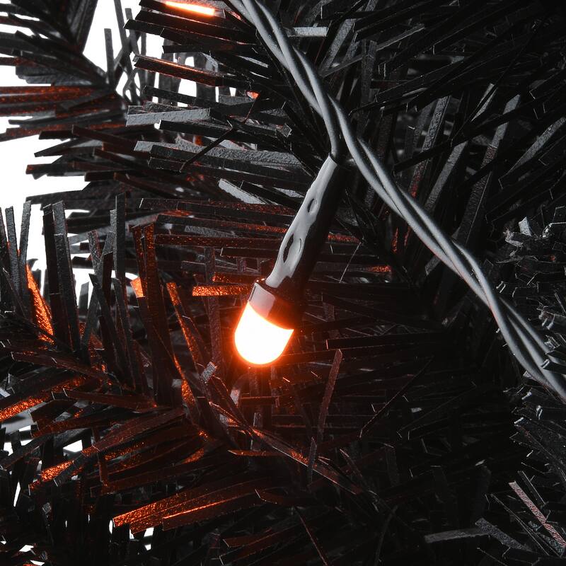 National Tree Company Halloween Black Entrance Tree with String of Orange Lights, 4 feet