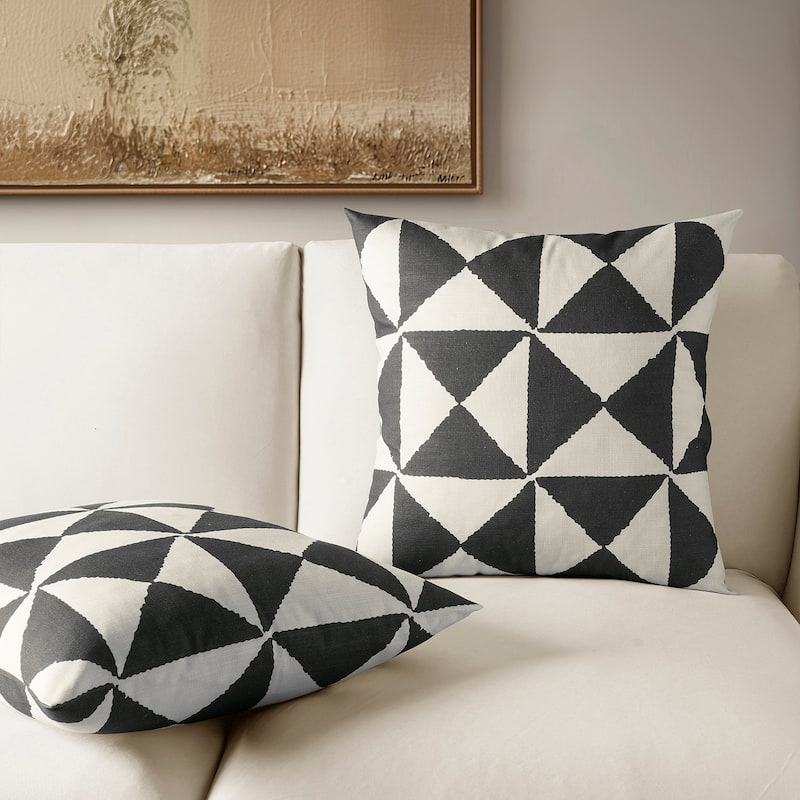 Exclusive Fabrics Printed Cotton Throw Pillow Covers 18 X 18 - Textured Decorative Pillow Covers (Set of 2)