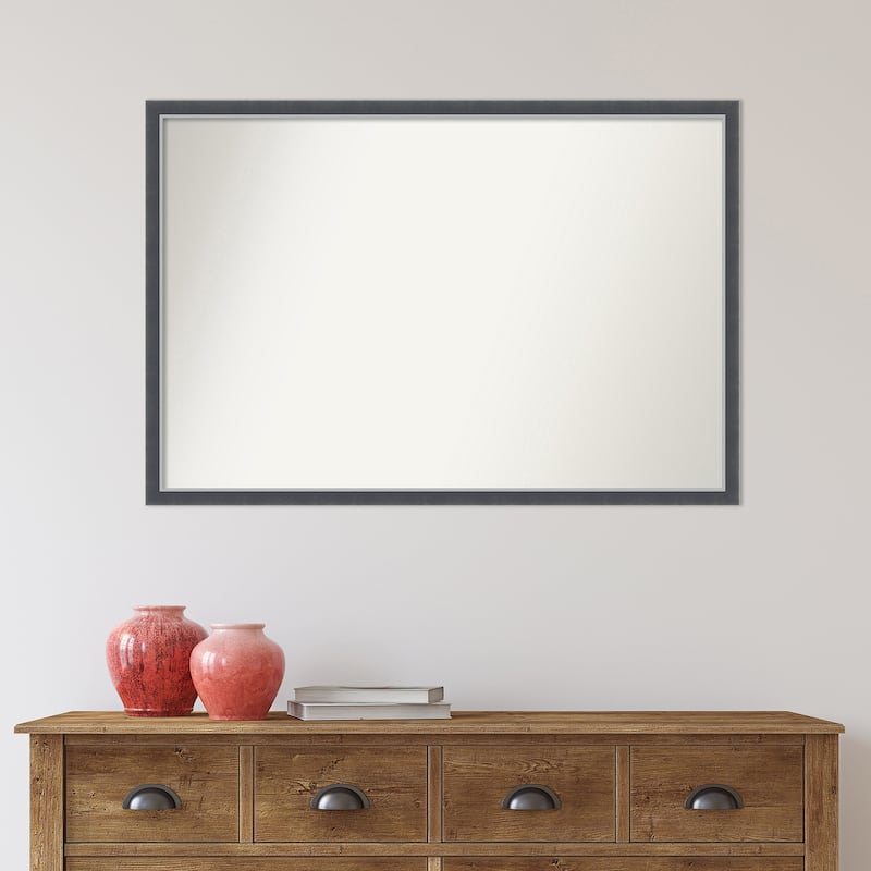 Non-Beveled Bathroom Wall Mirror - Eva Black Silver Thin Frame