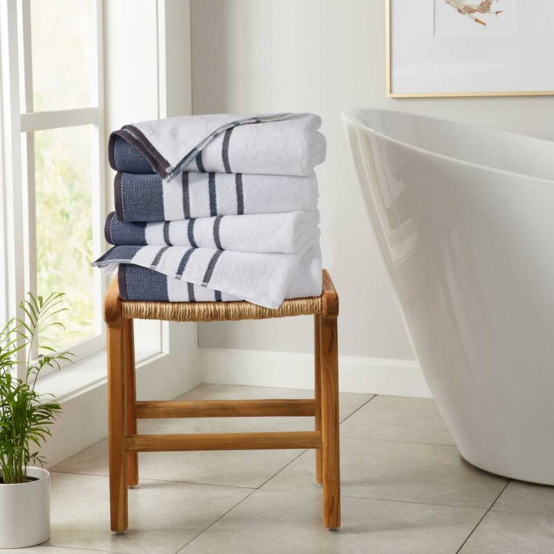 Linery & Co. Luxury Cotton Decorative Towel Set. - Hand Towel (Pack of 4) - Moroccan Blue / December Sky.
