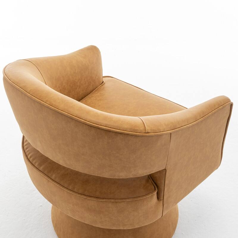 SEYNAR Modern PU Leather 360 Degree Swivel Accent Barrel Chair
