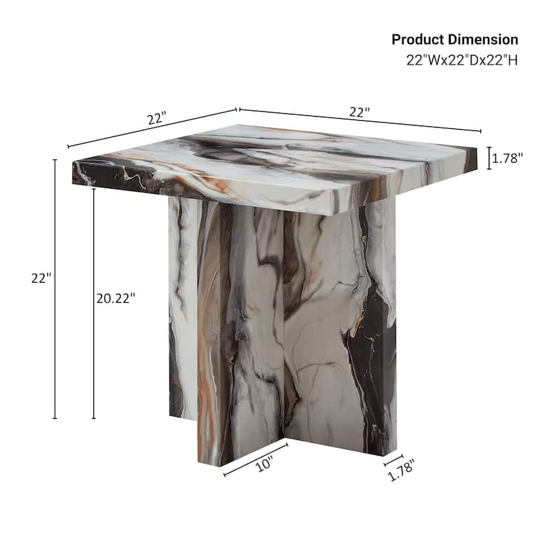 Roundhill Furniture Cavira Modern Faux Marble Living Room End/Side Table
