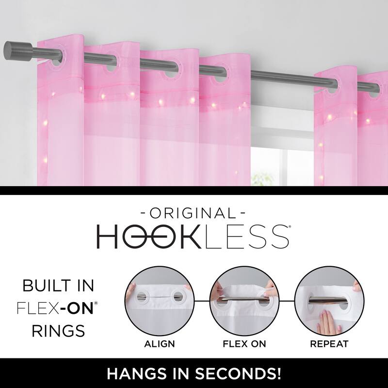 Eclipse Starlight Light Up Sheer Hookless Curtain, 1 Panel, Lights with Remote Control