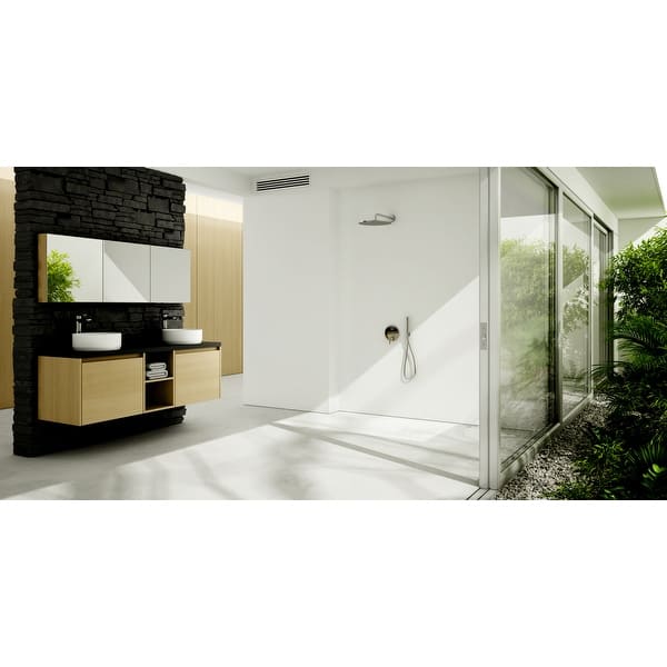 Tytanit Curbless, Trimmable Shower Pan with White Stone Texture Bed