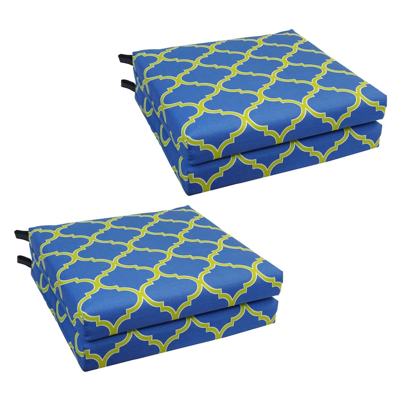 20-inch by 19-inch Patterned Outdoor Chair Cushions (Set of 4) - Irondaze Cobalt