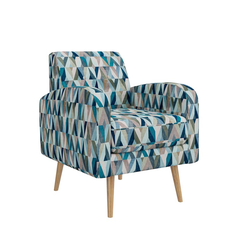 Mindy Mid-Century Modern Small Space Accent Armchair - Multi Blue Prism