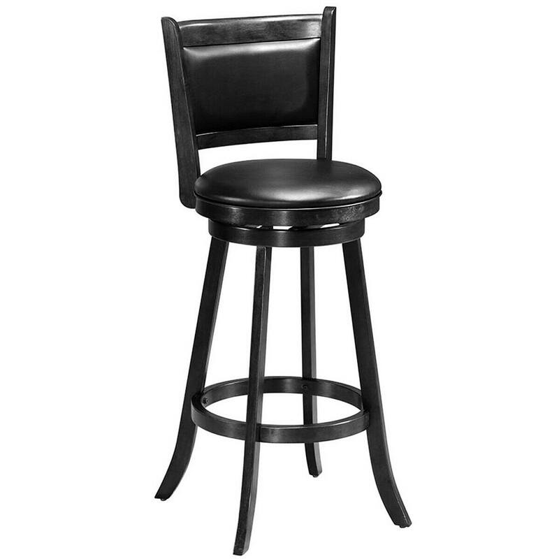 Set of 2 Rubber Wood Bar Stools with 360° Swivel and Sponge Cushion Seat - 17.5" x 19" x 42"(W x D x H)