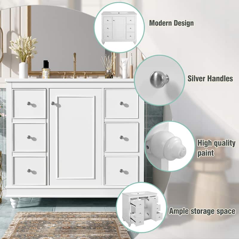 GDFStudio - Mario 36" Bathroom Vanity Cabinet with 4 Drawers and 1 Soft-Close Door