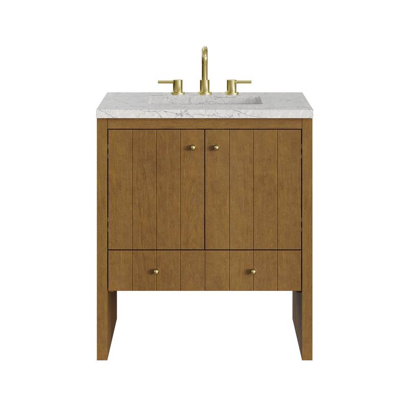 Hudson 30" Single Vanity - Honey Oak/Eternal Jasmine Pearl
