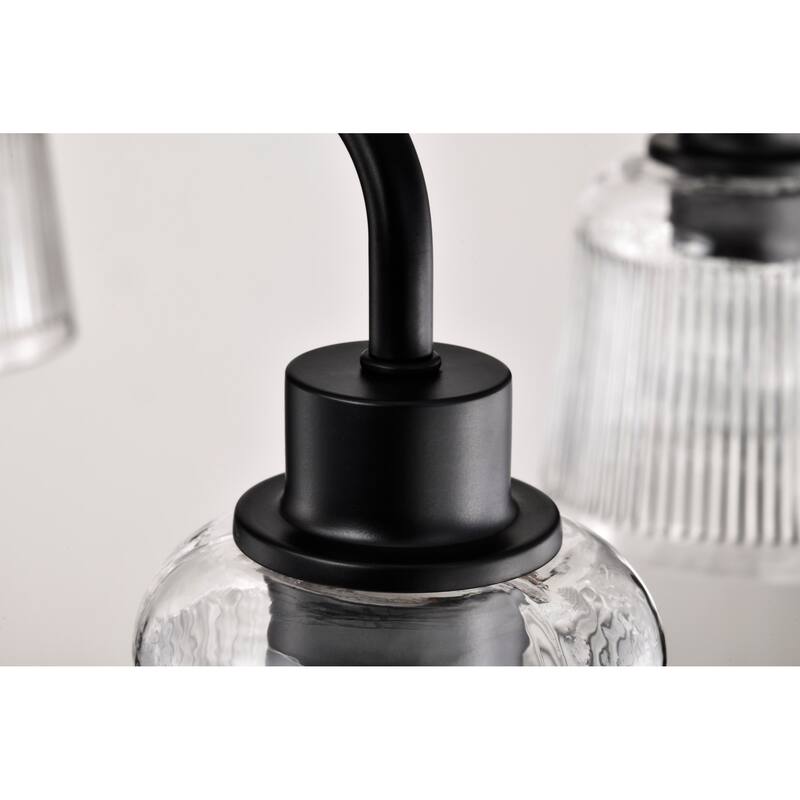 Grayson 5 Light Chandelier Matte Black Finish Clear Ribbed Glass - Matte Black