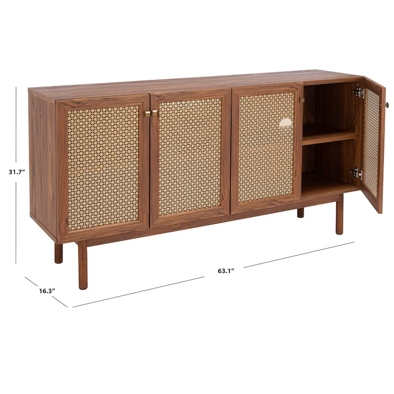 SAFAVIEH Micaela 63-inch 4-Door Storage Media TV Stand - 63.1" W x 16.3" D x 31.7" H - 63Wx16Dx32H