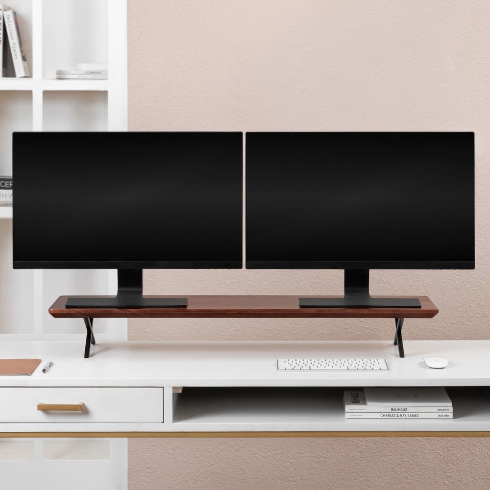 Jani Wood Monitor Stand Riser Desk - Ergonomic Design Stand, Desktop Organizer Table for Home, Office Workspace, Gaming Desk