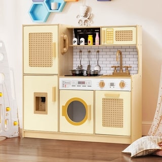 Wooden Kids Kitchen Toddler Montessori Pretend Play Toy w/ Light