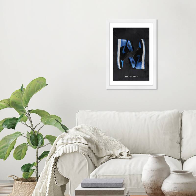 Wynwood Studio Prints Fashion and Glam Classic Sneakers VI Blue and Modern & Contemporary Wall Art Canvas Print - White