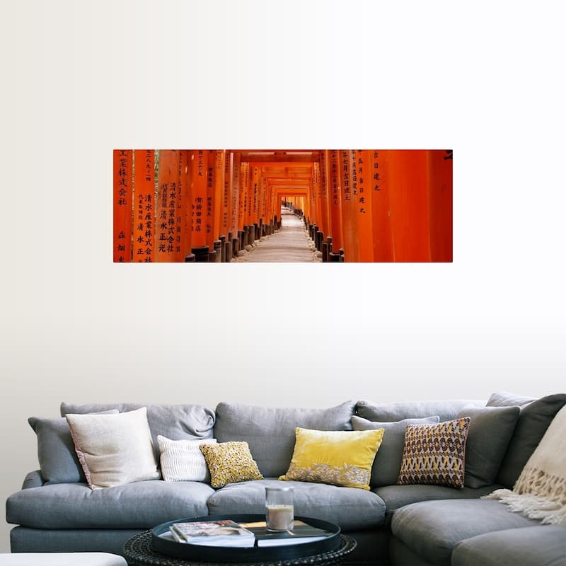 "Tunnel of Torii Gates Fushimi Inari Shrine Kyoto Japan" Poster Print - Multi - 60 x 20