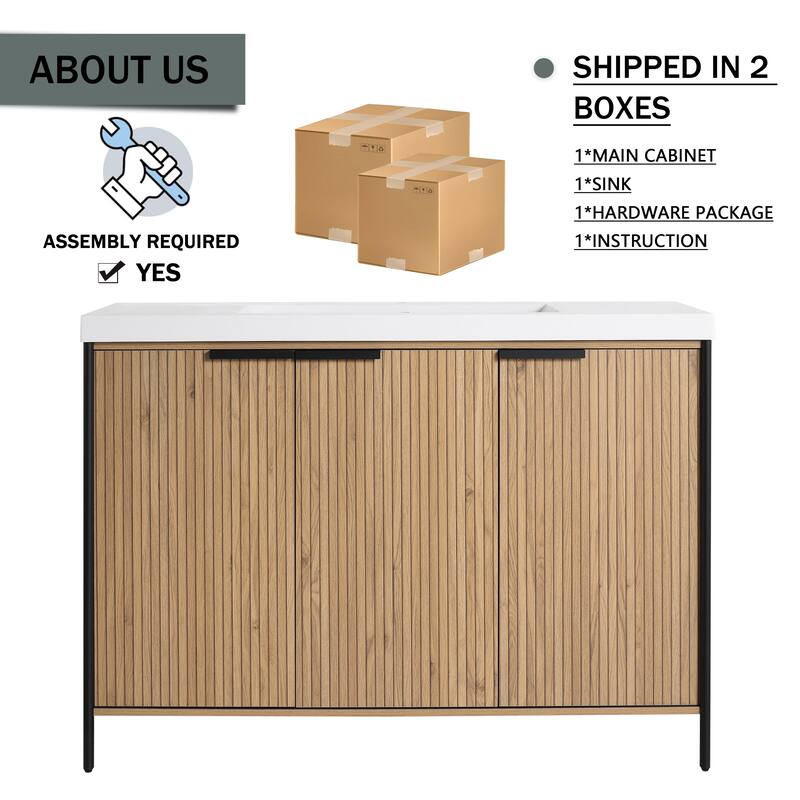 59-inch Double Sink Bathroom Vanity with Adjustable Shelves, Soft-Close Hinges, Resin Basin